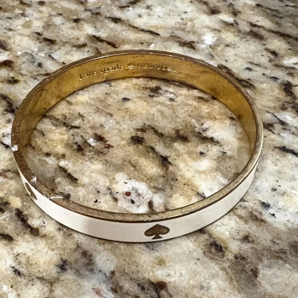 kate spade White and Gold Spade Detail Bangle